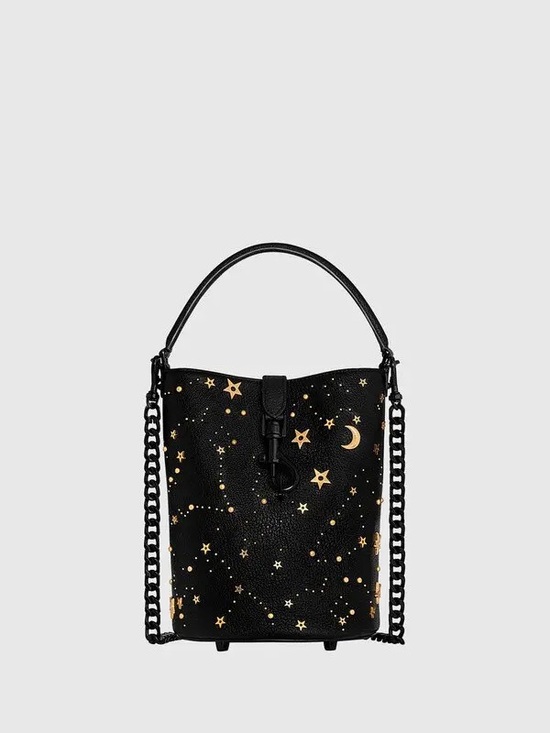 Rebecca Minkoff Handbags - Rebecca Minkoff Black Bucket Bag with Gold Star & Moon studs - Edie top handle